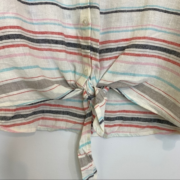 Weatherproof Vintage Tie Front Linen Blend Top - Picture 8 of 15